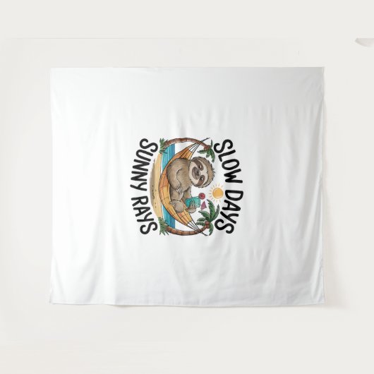 Zomer Vibes Sloth Funny Lazy Float Wandkleed (Voorkant (horizontaal))