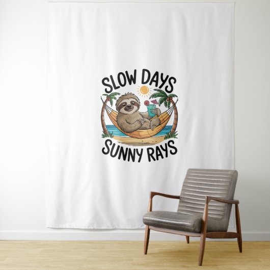 Zomer Vibes Sloth Funny Lazy Float Wandkleed (In situ)