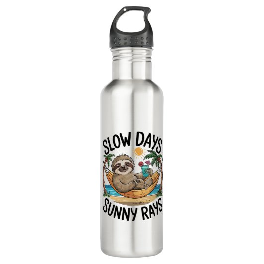 Zomer Vibes Sloth Funny Lazy Float Waterfles (Voorkant)