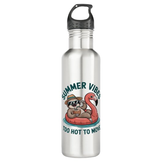Zomer Vibes Sloth Funny Lazy Float Waterfles (Voorkant)