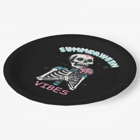 Zomer Vibes Spooky Summer Pumpkin Classic Papieren Bordje (Gekanteld)