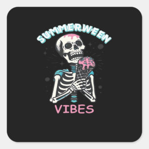 Zomer Vibes Spooky Summer Pumpkin Classic Vierkante Sticker