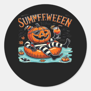 Zomer Vibes Spooky Zomer Pompoen Oversized Ronde Sticker