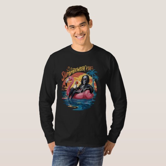 Zomer Vibes Spooky Zomer skelet T-shirt (Voorkant volledig)