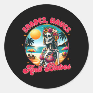 Zomer Vibes Strand Vakantie Zomer Shades Golven A Ronde Sticker