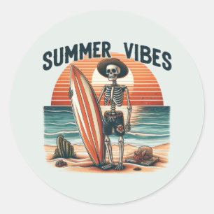 Zomer Vibes- Surfer Ronde Sticker