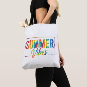 ZOMER Vibes Tie-Dye T-Shirt – Kleurrijke Regenboog Draagtas