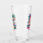 Zomer Vibes Tropische Palm Tree Oceaan Kleurrijk Glas (Links)