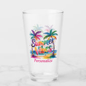Zomer Vibes Tropische Palm Tree Oceaan Kleurrijk Glas (Voorkant)