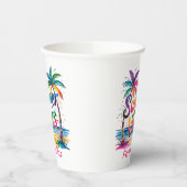 Zomer Vibes Tropische Palm Tree Oceaan Kleurrijk Papieren Bekers (Links)