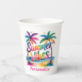 Zomer Vibes Tropische Palm Tree Oceaan Kleurrijk Papieren Bekers (Voorkant)