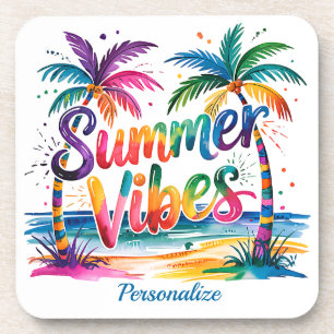 Zomer Vibes Tropische Palm Tree Ocean gepersonalis Bier Onderzetter