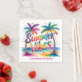 Zomer Vibes Tropische Palm Tree Ocean gepersonalis Servet (Insitu)