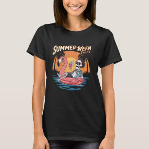 Zomer Vibes Zomer Halloween Skelet Vlammen T-shirt