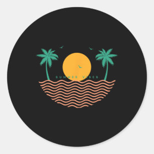 Zomer Vibes Zonsondergang Golf Baai Zee Zonneschij Ronde Sticker