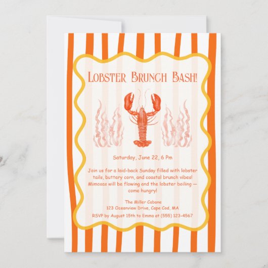 Zomer Vis en zeevruchten Bash - Lobster Boil Brunc Kaart (Voorkant)