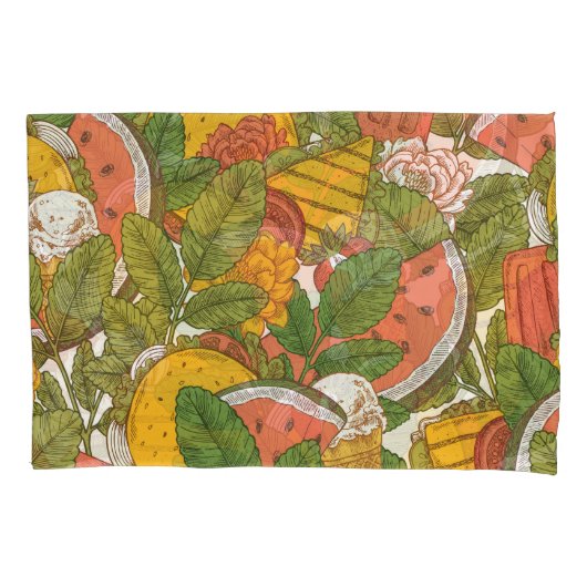 Zomer Voedsel  Illustratiepatroon Kussensloop (Voorkant)