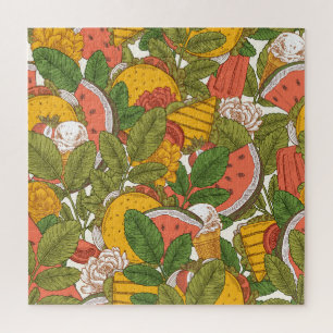 Zomer Voedsel Illustratiepatroon Legpuzzel
