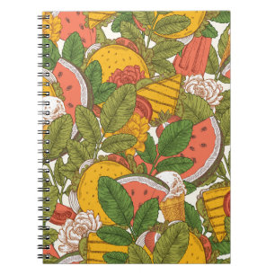 Zomer Voedsel  Illustratiepatroon Notitieboek
