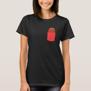Zomer Voedsel Rode Berry Fruit Pocket Aardbei T-shirt