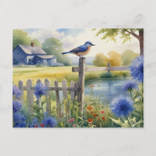 Zomer Vogel Natuur Huis Briefkaart Waterverf