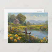 Zomer Vogels Natuur Huis Briefkaart Waterverf (Voorkant / Achterkant)