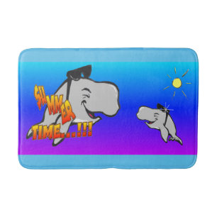 Zomer Walvissen Cartoon Turquoise Badmat