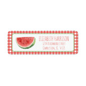Zomer Watermeloen en Rode Gingham Plaid Etiket (Voorkant)