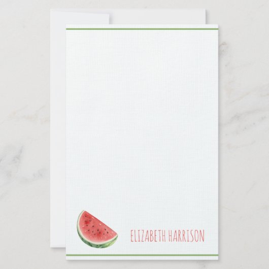 Zomer Watermeloen en Rode Gingham Strepen Briefpapier (Voorkant)