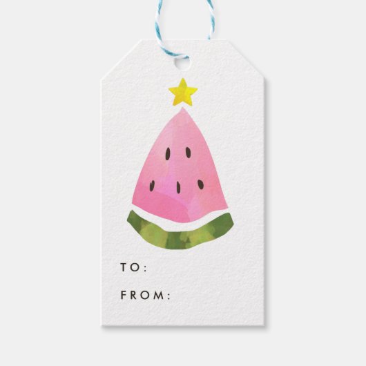 Zomer Watermeloen Kerst Xmas Tree Gift Label Cadeaulabel (Voorkant)