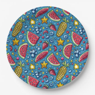 Zomer Watermeloen Mais en Fruit Papieren Borden BB Bordje