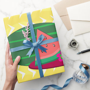 Zomer Watermeloen Plakken en Tropische Bloem Cadeaupapier