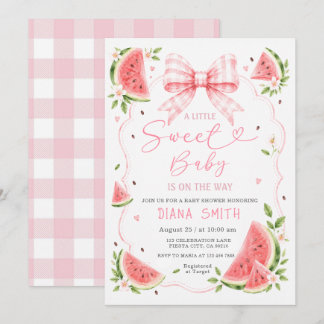 Zomer Watermeloen Roze Strik Baby Shower Kaart