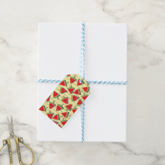 Zomer Watermeloen Schijven Patroon, Rood en Groen Cadeaulabel