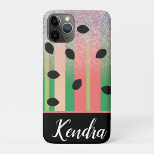 Zomer Watermeloen Zaad Streep Illustratie Glitter iPhone 11 Pro Hoesje