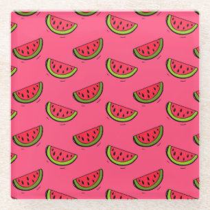 Zomer Watermelon op Roze Patroon Glazen Onderzetter