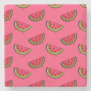 Zomer Watermelon op Roze Patroon Stenen Onderzetter