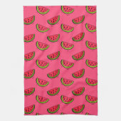 Zomer Watermelon op Roze Patroon Theedoek (Verticaal)