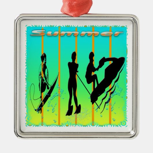 Zomer - Watersportversiering Metalen Ornament (Voorkant)