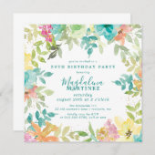 Zomer Waterverf Bloemenplein 50e Verjaardag Kaart (Voorkant / Achterkant)