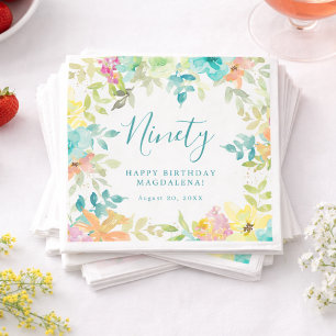 Zomer Waterverf Bloemstuk Aangepaste 90e Verjaarda Servet