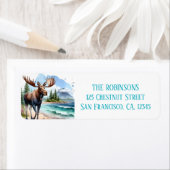 Zomer Waterverf Moose op het strand Etiket (Insitu)