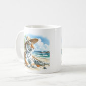 Zomer Waterverf tijger op het strand Koffiemok (Voorkant links)