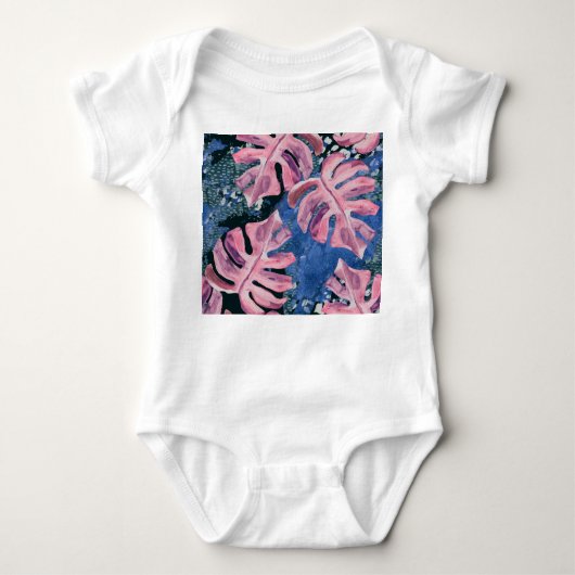 Zomer Waterverf Tropisch Grunge Patroon Romper (Voorkant)