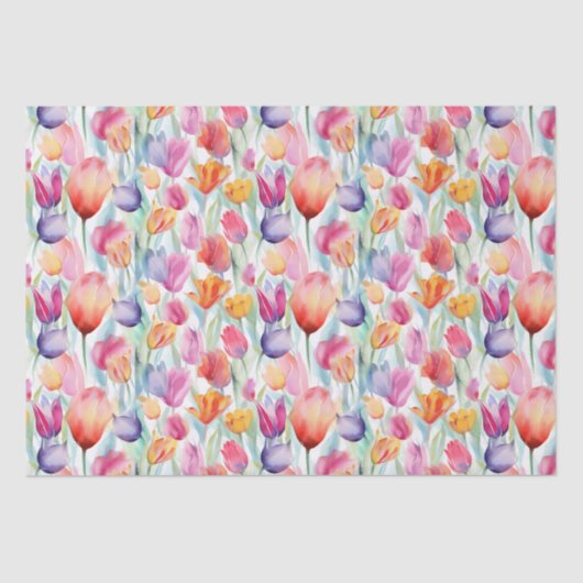 Zomer Waterverf Tulp Tissue Papier (Voorkant)