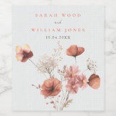 Zomer weide bloemen bruiloft wijn etiket (Enkel label)