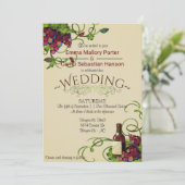 Zomer Wijngaard Romantische bruiloft uitnodiging (Staand voorkant)