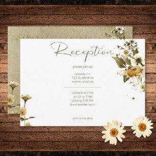 Zomer Wildbloemen & Daisies Receptie Bruiloft Informatiekaartje
