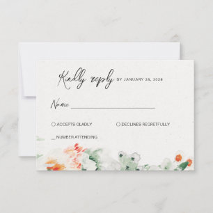 Zomer Wildbloemen groen en sinaasappel RSVP Kaartje