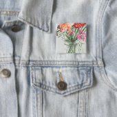 Zomer Wildbloemen - Pinks & Reds Vierkante Button 5,1 Cm (In situ)